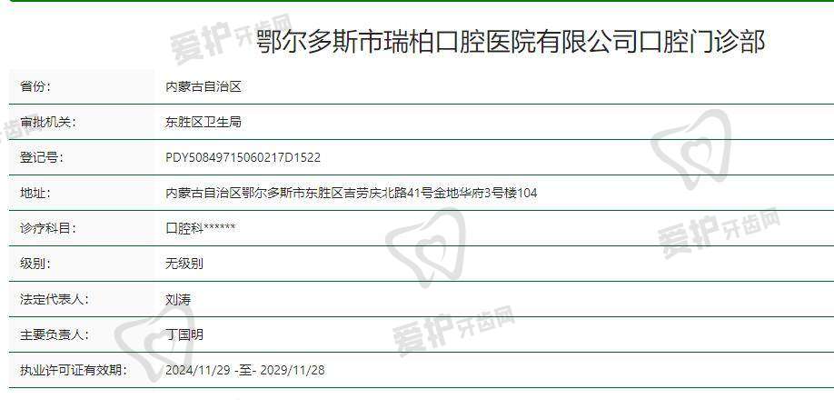 四、鄂尔多斯瑞柏口腔门诊部坐诊医生: